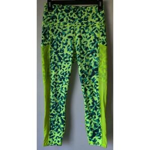 Fabletics Women's Leggings Cheetah Print Neon Yellow/Green Activewear Sz S